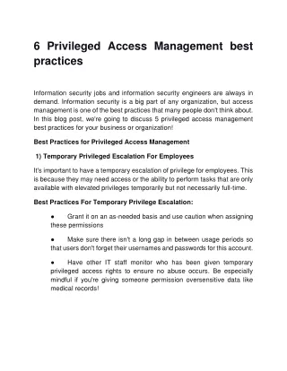 6 Privileged Access Management best practices