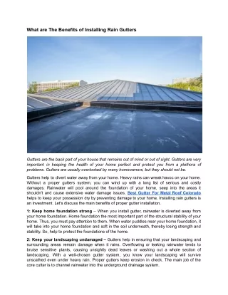 what are the benefits of installing rain gutters