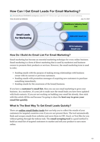 how can i get email leads for email marketing