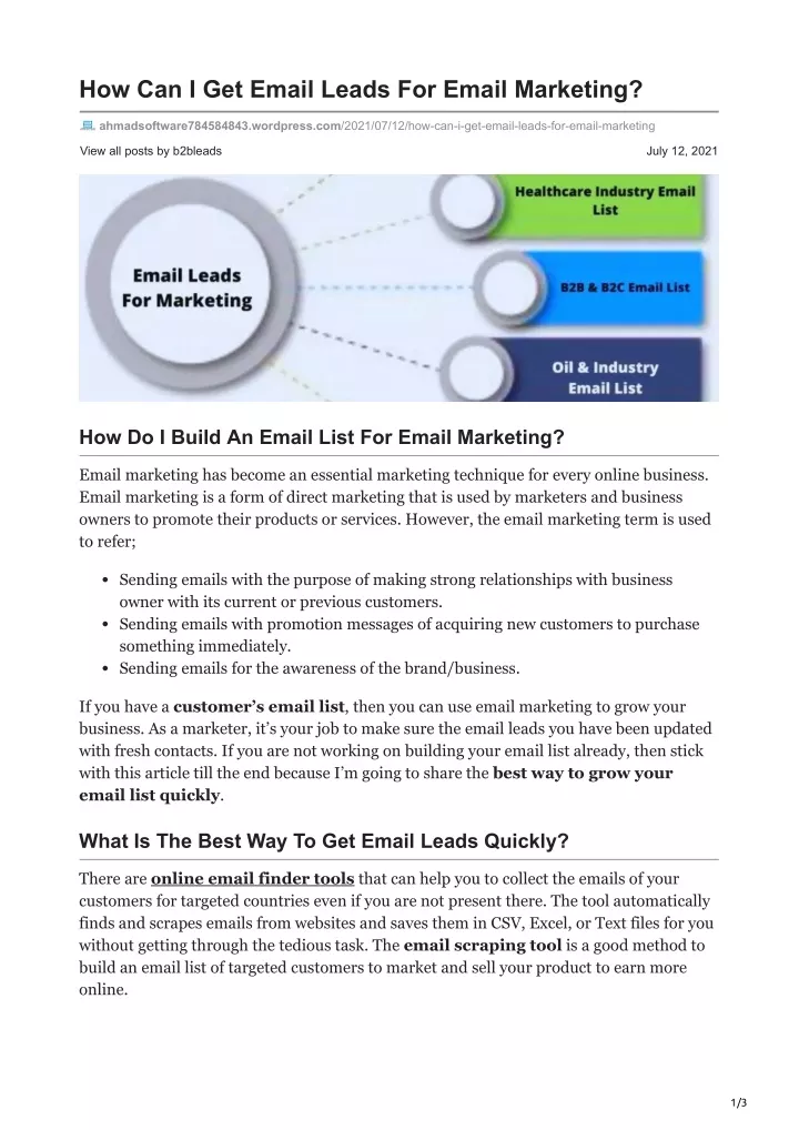 how can i get email leads for email marketing