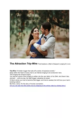 The Attraction Trip-Wire That Awakens a Man's Deepest Longing for Love