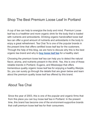 Shop The Best Premium Loose Leaf In Portland