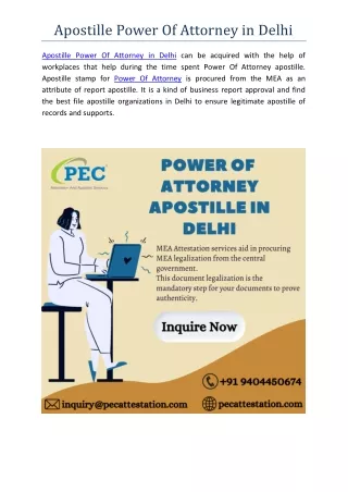 Power Of Attorney Apostille in Delhi