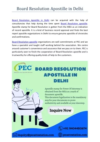 Board Resolution Apostille in Delhi