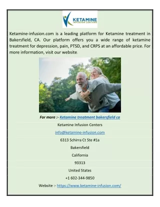 Ketamine Treatment Bakersfield CA Ketamine-infusion