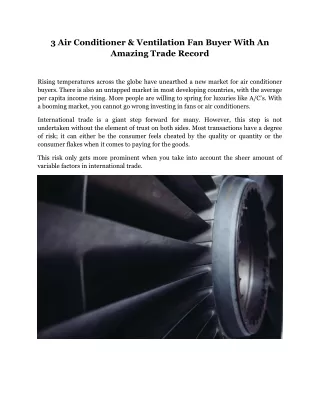 3 Air Conditioner & Ventilation Fan Buyer With An Amazing Trade Record