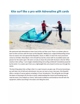 Kite surf like a pro with Adrenaline gift cards