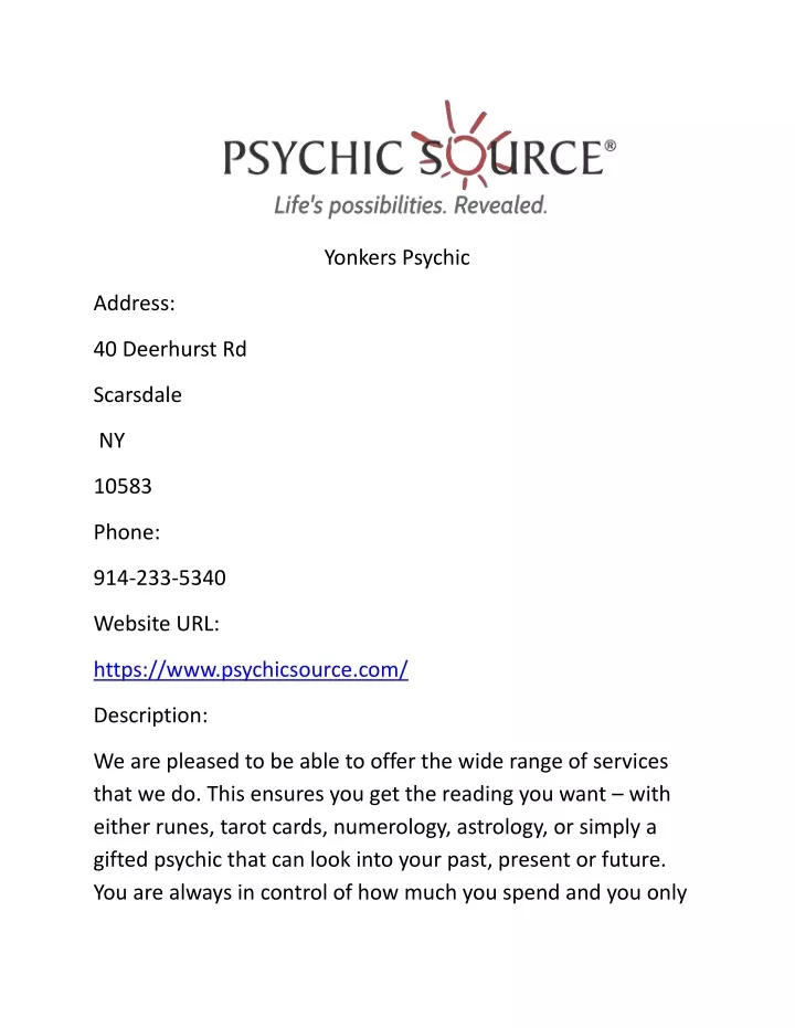 yonkers psychic