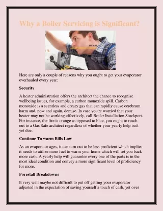 why a boiler servicing is significant