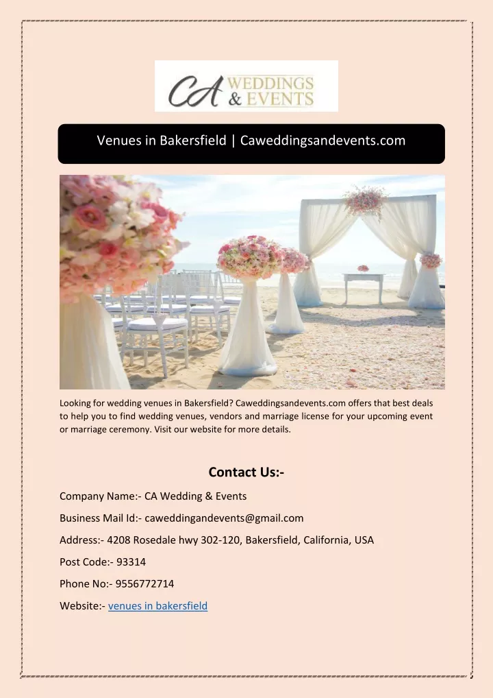 venues in bakersfield caweddingsandevents com