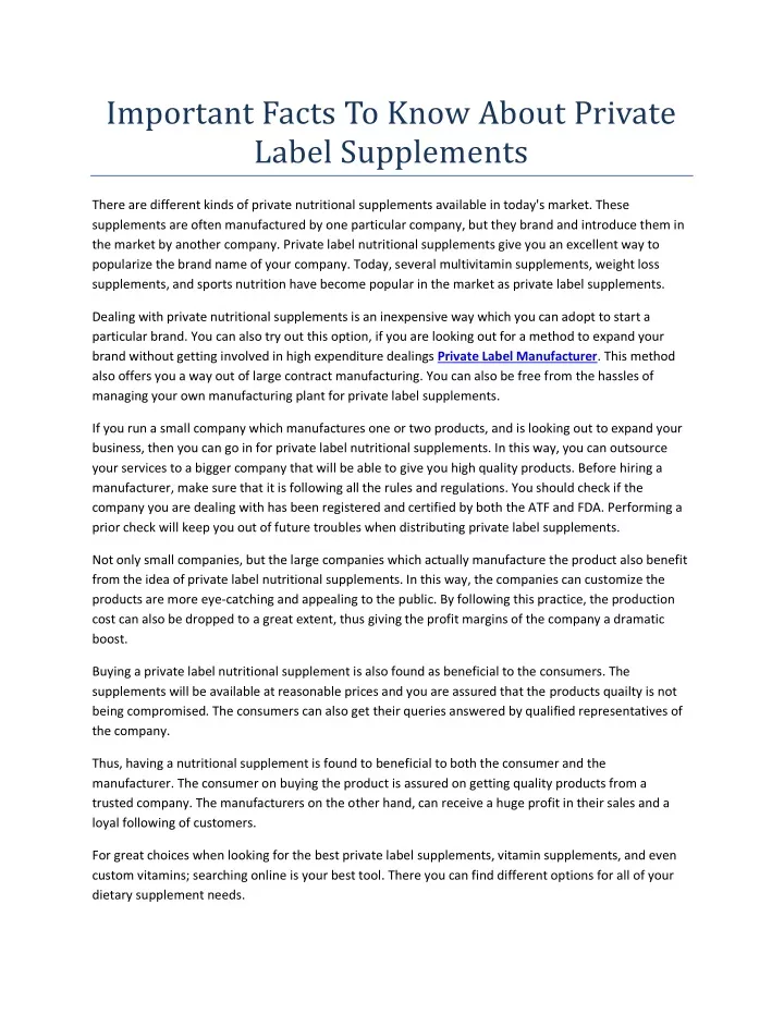 important facts to know about private label