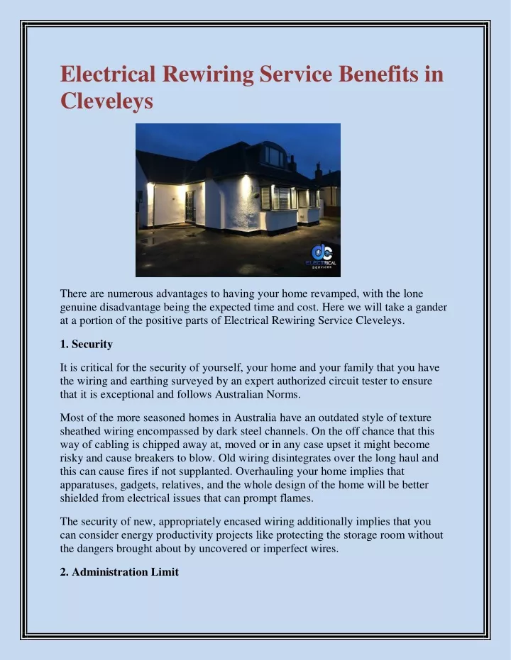 electrical rewiring service benefits in cleveleys