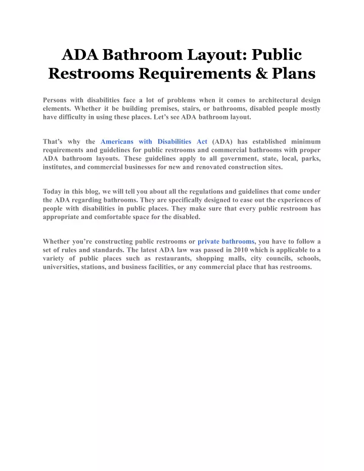 ada bathroom layout public restrooms requirements
