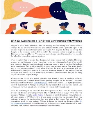 let your audience be a part of the conversation