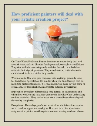how proficient painters will deal with your