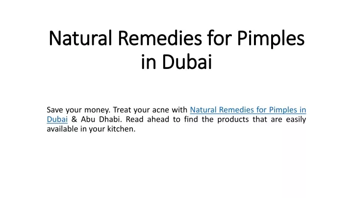 natural remedies for pimples in dubai