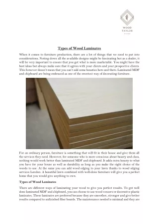 Types of Wood Laminates