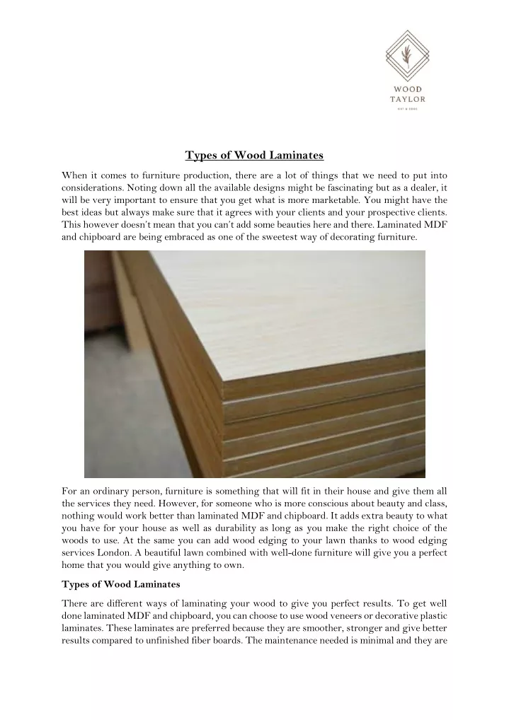 types of wood laminates
