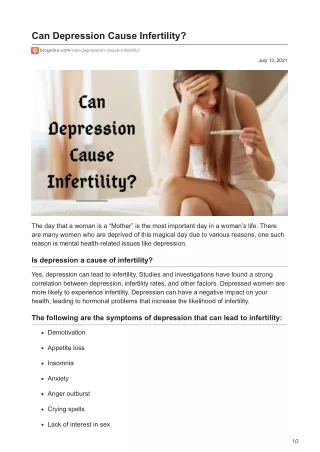 Can Depression Cause Infertility