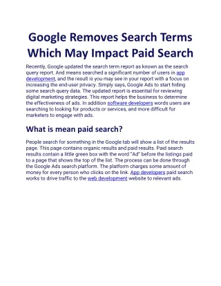 google removes search terms which may impact paid