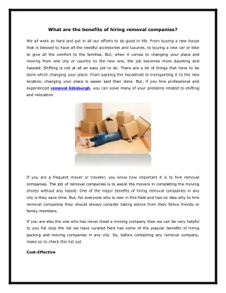 What are the benefits of hiring removal companies