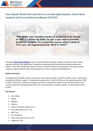 door handle market revenue drivers growth