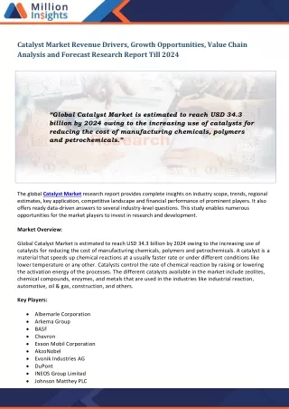 catalyst market revenue drivers growth