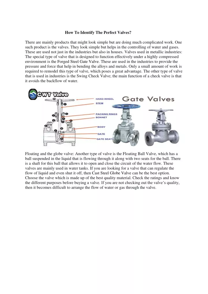 how to identify the perfect valves