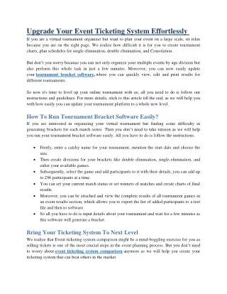 Upgrade Your Event Ticketing System Effortlessly
