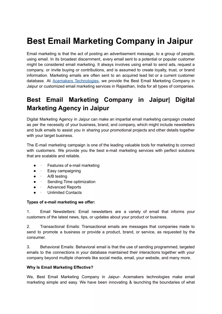 best email marketing company in jaipur