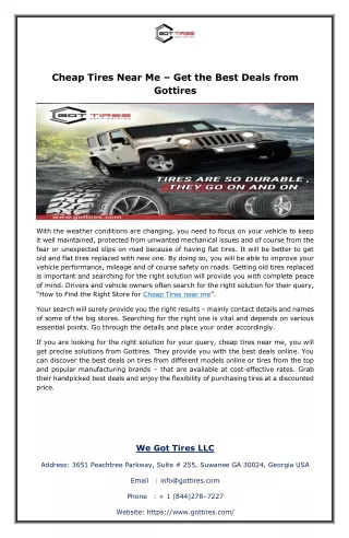 Cheap Tires Near Me – Get the Best Deals from Gottires
