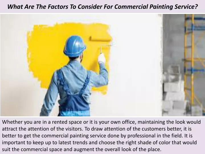 what are the factors to consider for commercial painting service