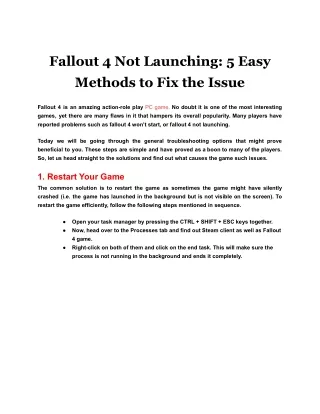 fallout 4 not launching 5 easy methods