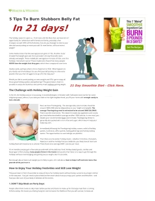 5 Tips To Burn Stubborn Belly Fat In 21 days!