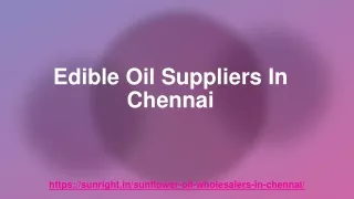 Edible Oil Suppliers In Chennai