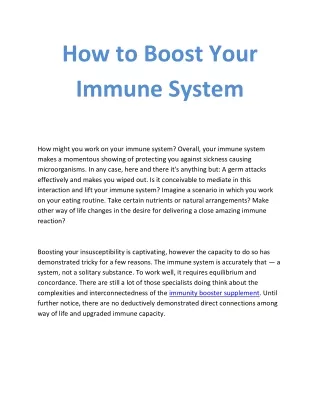 how to boost your immune system