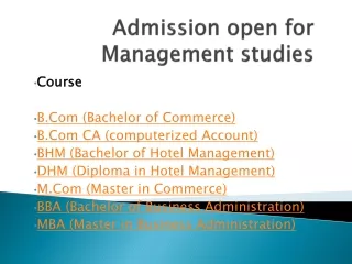 admission open for management studies
