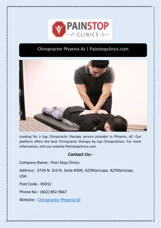 Chiropractor Phoenix Az | Painstopclinics.com