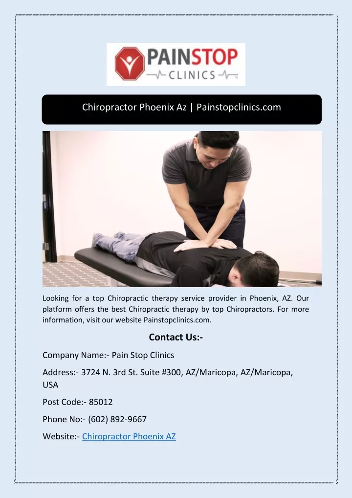 chiropractor phoenix az painstopclinics com