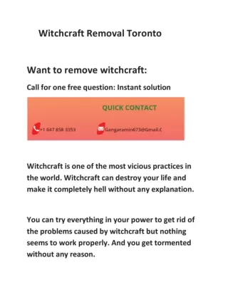 Witchcraft Removal Toronto