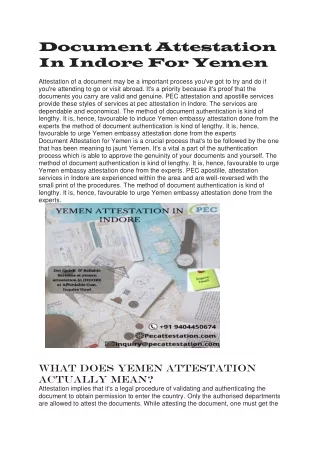 Document Attestation In indore For Yemen