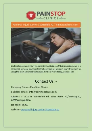 Personal Injury Center Scottsdale AZ | Painstopclinics.com