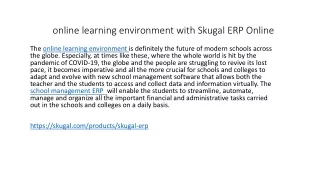 online learning environment with skugal erp online