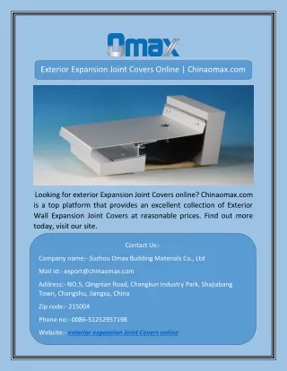 Exterior Expansion Joint Covers Online | Chinaomax.com