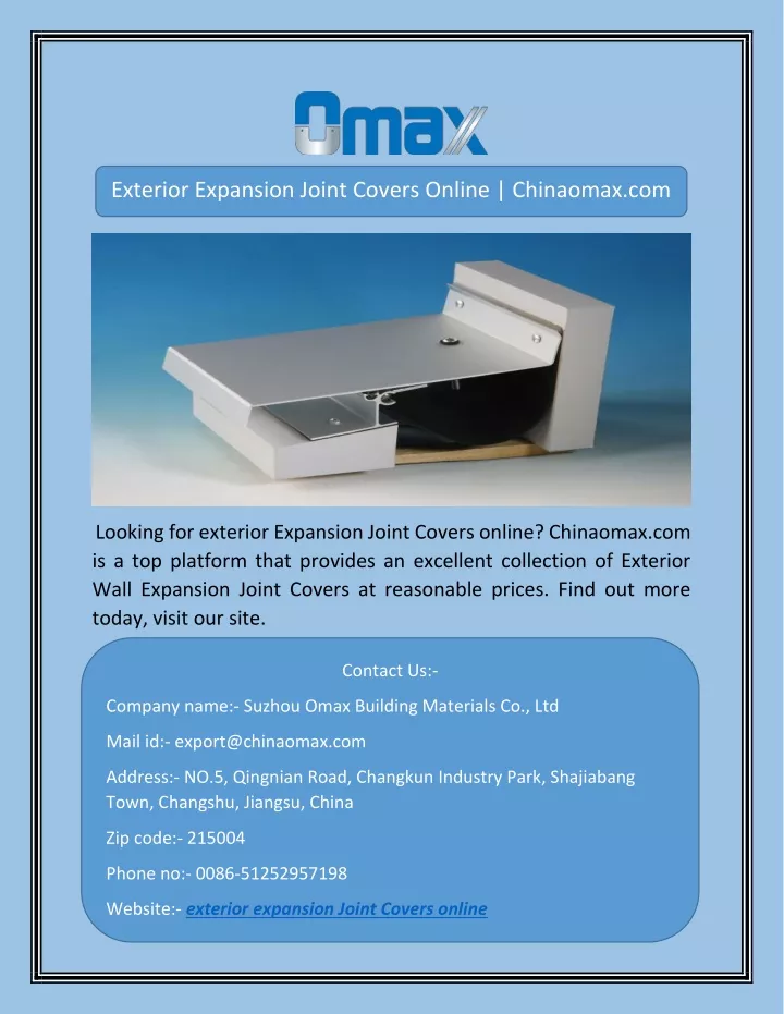 exterior expansion joint covers online chinaomax