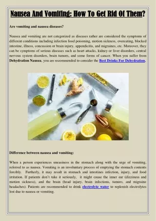 nausea and vomiting how to get rid of them nausea