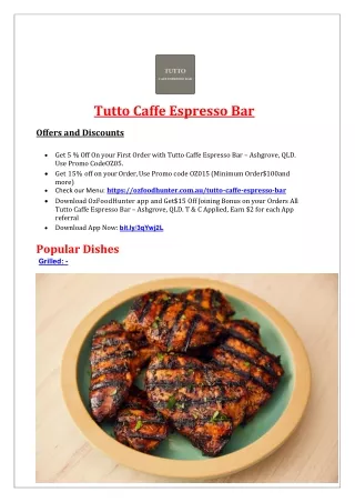 tutto caffe espresso bar offers and discounts