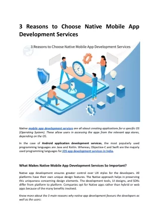 3 Reasons to Choose Native Mobile App Development Services