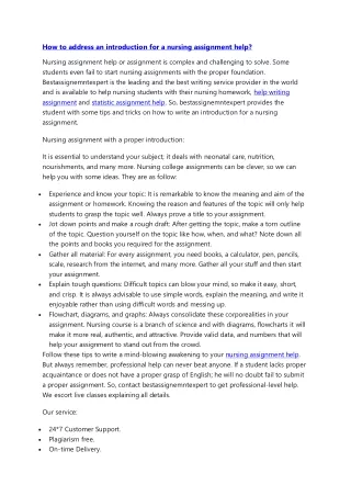 how to address an introduction for a nursing