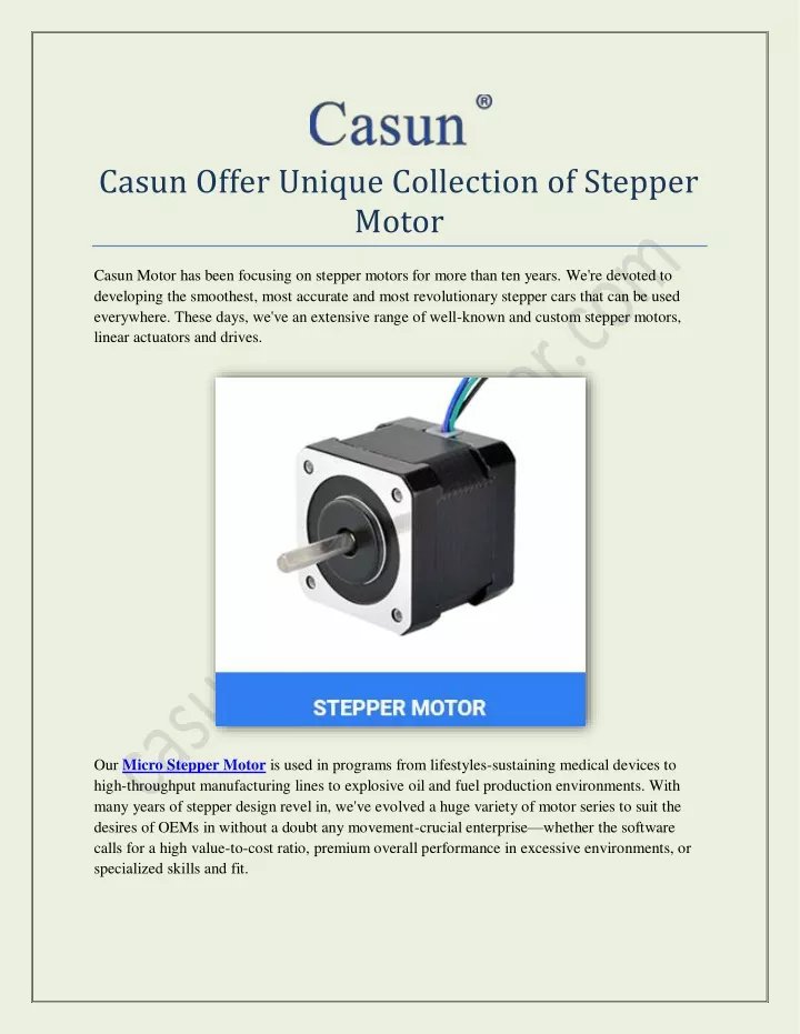 casun offer unique collection of stepper motor
